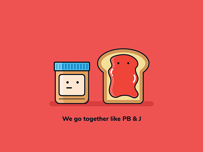 Peanut Butter + Jelly! cartoon illustration jelly peanut butter snack valentines valentines day vector art
