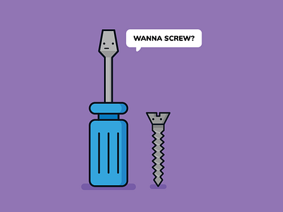 Wanna' Screw? illustration love pun screw screwdriver tools valentines valentines day vector art