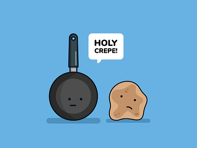 Holy Crepe! frying pan funny illustration pancake pancake day pun punny shrove tuesday