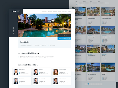 Institutional Property Advisors - Property Detail Page advisor blue detail page institutional properties property property list real estate real estate agency real estate agent real estate branding real estate listing redesign research search website design
