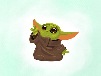 Baby yoda baby yoda blue design illustration paint painted procreate ui vector