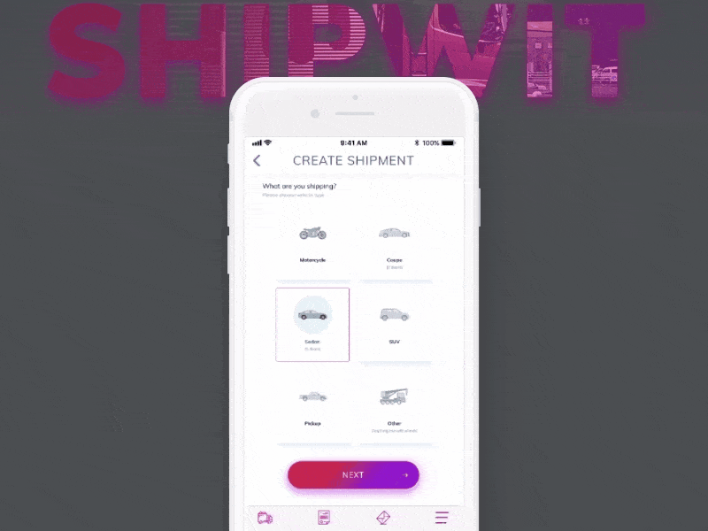 Shipwit - auto shipping app app market place mobile sharing economy shipping ui ux