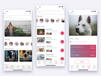 Animal Shelter App animal app design ios menu mobile pets shelter ui ux