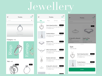 Jewellery e-commerce app animation app design e commerce ecommerce menu mobile typography ui ux