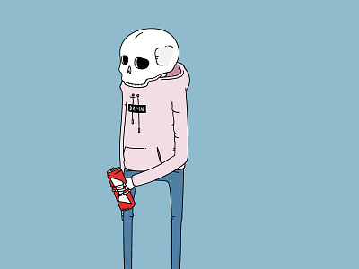 Poser beer can color flat high hoodie illustration skull