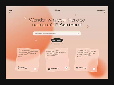 AMA - Landing page concept animation app branding interactive labs landing page motion graphics ui web website
