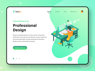 Webdesign For FaceUi green illustration orange sketch webdesign