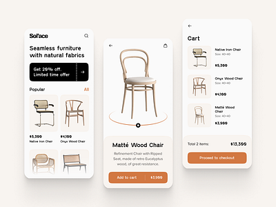 Sol’ace app concept app concept furniture icons minimal premium ui