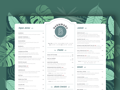 Bonamade Bakery & Eatery Former Menu bakery branding design cafe cafeteria cofee design eatery menu restaurant