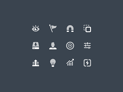 Sidebar Icons Round 3 analytics download eye flag icons lightbulb magnet ranking search swiftype two tone user