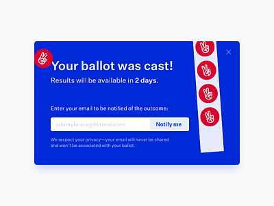 Your ballot was cast! ✌️ altvote interstitial modal stickers untitled sans voting