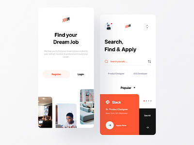 Job Finder - JOBIN app appdesign concept design finder job job finder minimal ui uidesign uiux userinterface work work finder