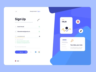 Easymail: Sign Up analytics appdesign concept dashboard design email login login signup mail management minimal register register page sign in sign up ui uidesign userinterface web website