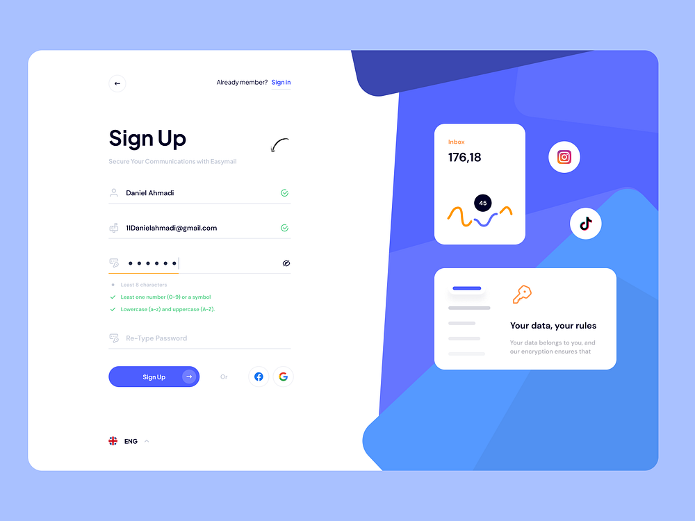 Easymail: Sign Up by 11Daniyal for Ace Design Agency on Dribbble