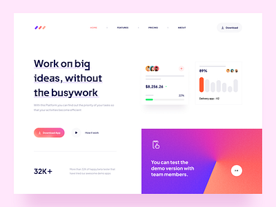 Task Management - Landing Page concept design hero landing page minimal task task management task manager tasks tool ui uidesign website