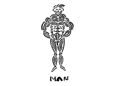 Illustration of a Man figure man muscular tribal