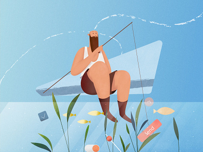 UX it's not just random items that you found. color drawing fishing illustration illustrator illustrator art lake nature texture ui uiux ux water