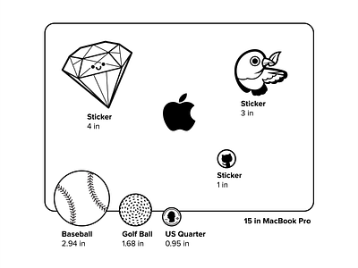 Size guide ball baseball golf quarter