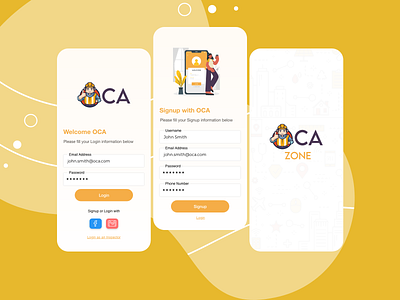 OCA Design App design ui vector