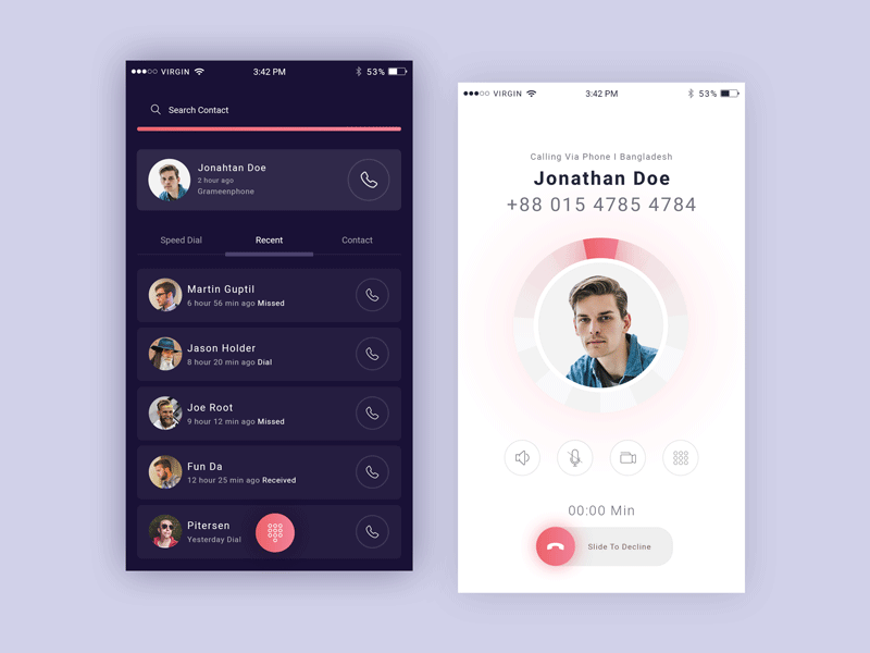 Call Screen Ui android animation app app concept call clean color creative dasboard gif interaction iphone mobile mobile app mobile app design phone screenflow ui ux web