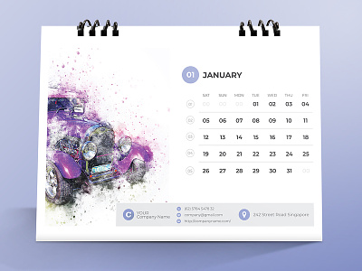Clean Desk Calendar 2019 12 month 6 color version 6 page brand branding business calendar calender 2019 clean corporate cover date day design desk calendar event friday monday month new year