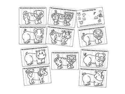 Animal Match Game cartoons children for illustration illustrations