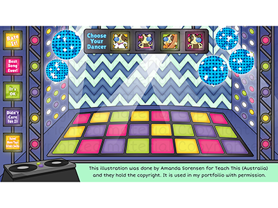 Dance Party Room children website childrens illustrations discoball dance party disco music