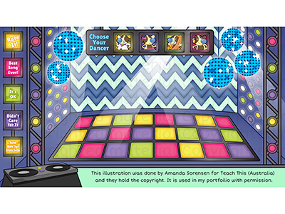 Dance Party Room children childrens illustrations dance party disco discoball music website