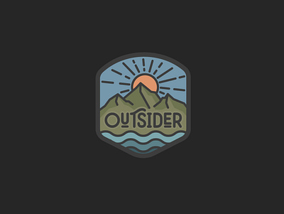 Outsider 1960s 1970s badge branding chill colors design hippy illustration logo mountain mountains sun vintage water