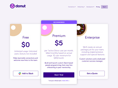 Donut Pricing Hero hero design iconography pricing pricing page ui designs ux ui design vector art webdesign website