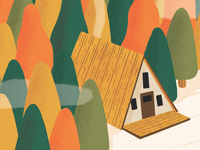 A-Frame Cabin a frame autumn cabin illustration winter woodsy