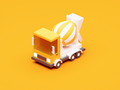 yellow cement truck 3d 3danimation 3dmodeling 3dtruck blender2.8 blender3d cartoontruck truck yellow yellowtruck