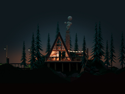 Mountain Cottage / Square segment 3D by William Foster on Dribbble