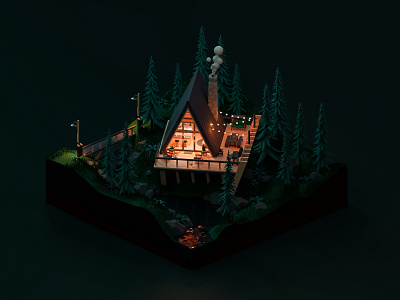 Mountain Cottage / Square segment 3D