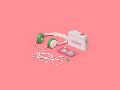 Retro music player 3d 3danimation animation casette design graphicdesign icon music musicplayer pink player
