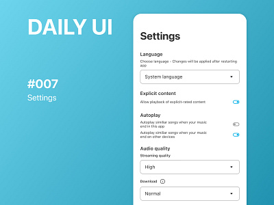 DailyUI App Settings