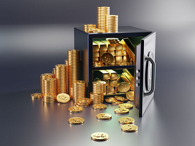 StrongBox blender blender3d bullion coin gold goldbar icons strongbox