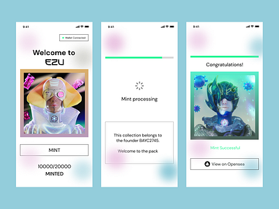 Ezu minting page screens blockchain ui ux