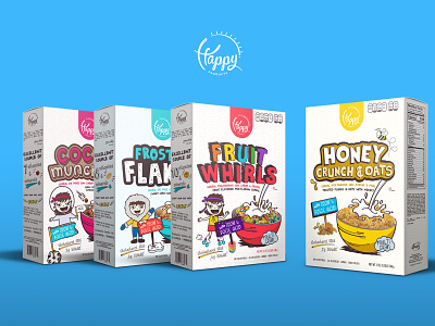 Cereal Boxes Happy Products branding design food healthy illustration packaging