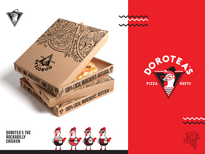 Doroteas Pizza Box brand branding food illustration logo packaging pizza pizza box pizza logo puertorico restaurant