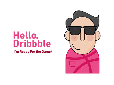 Hello Dribbble character debut first shot hello dribbble illustration invites