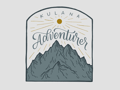 Adventurer Badge adventure badge calligraphy design handlettered handlettering illustration kulana stickers logo mountain patch scene typography
