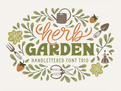 Herb Garden Hand-Lettered Font Trio