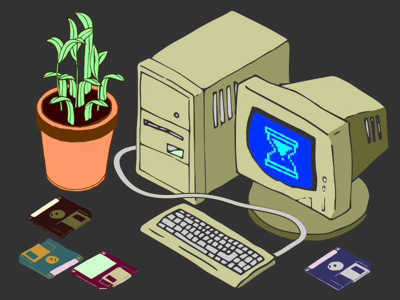 Blue Screen 90s desktop floppy disk gif pixel