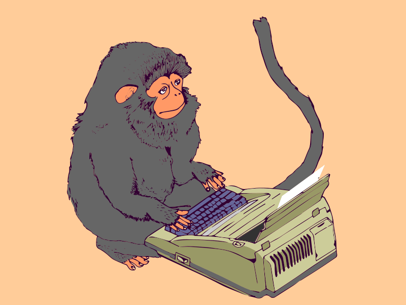 Monkey on Typewriter work in progress hamlet monkey typewriter