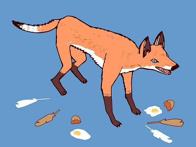 Fox in the Henhouse animal clip art fox hand drawn illustration line art troublemaker vector