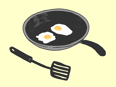Fried Eggs breakfast brunch clip art cooking eggs food illustration hand drawn illustration vector