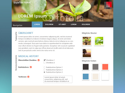 StyleTile for a Health-related Web App color palette form leaves light plant styletile ui webapp