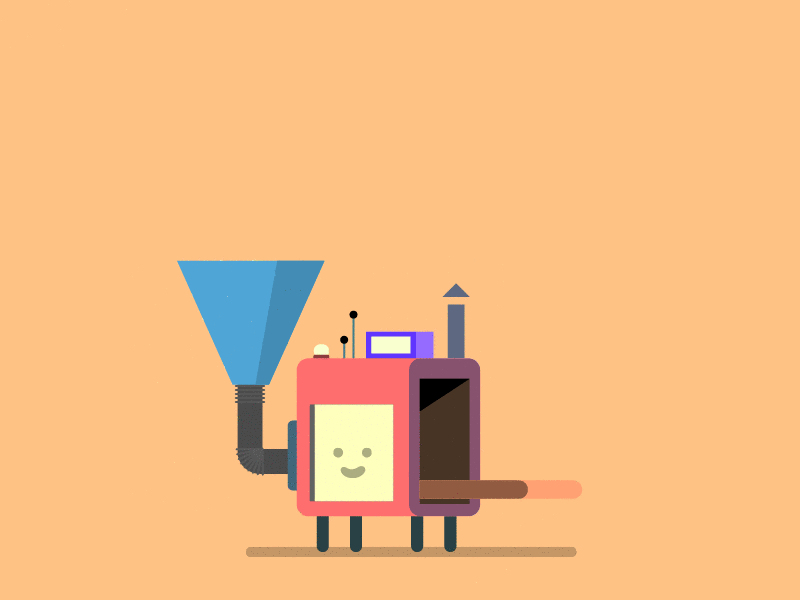 The software machine, running after effects animation character design flat design gif illustration machine