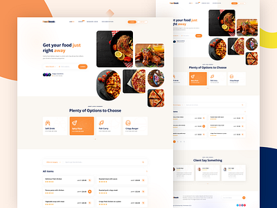 Online food order & delivery landing page! colourful creative design illustration landing page shop ui ux